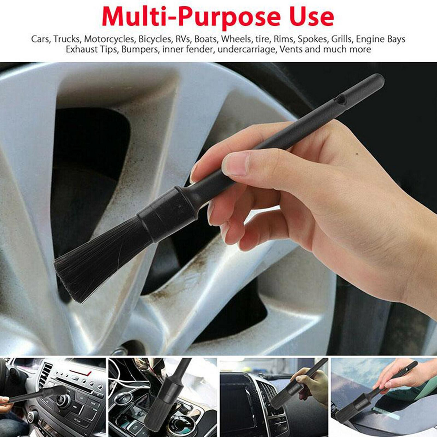 Professional 5-Piece Interior Detailing Brush Set