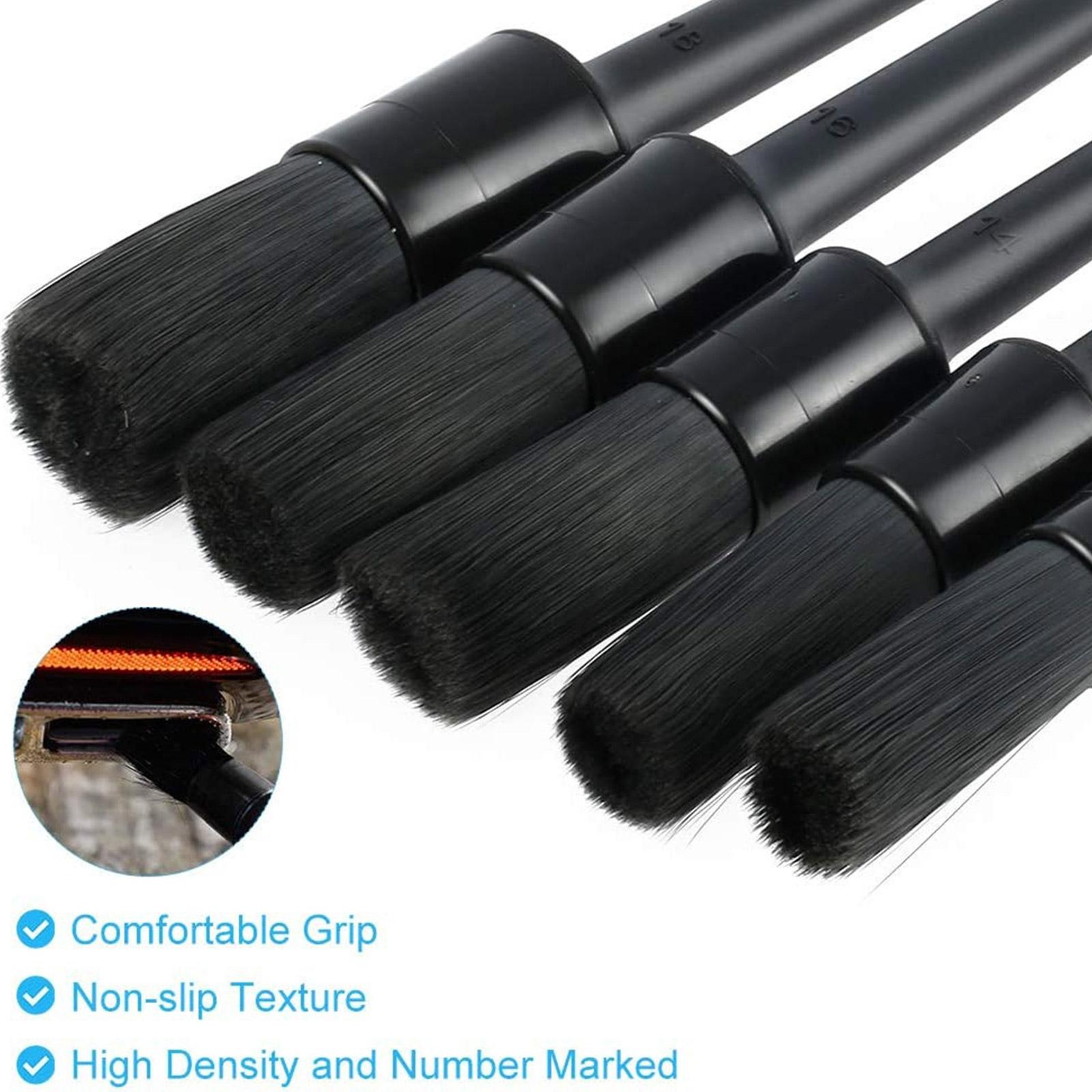 Professional 5-Piece Interior Detailing Brush Set